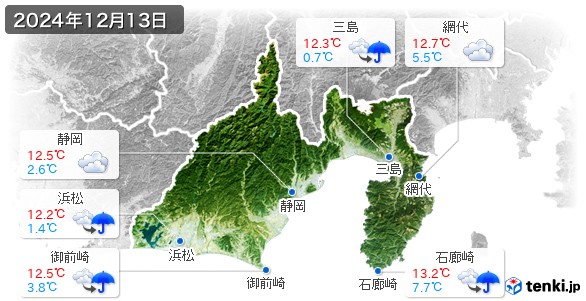 静岡県(2024年12月13日の天気
