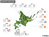 2024年12月14日の北海道地方の実況天気