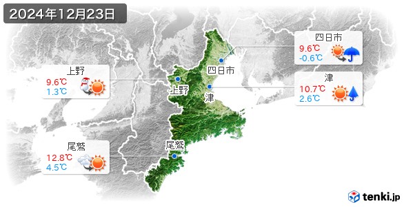 三重県(2024年12月23日の天気