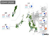 2024年12月28日の長崎県の実況天気