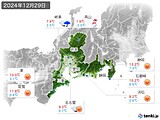 2024年12月29日の東海地方の実況天気