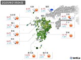 2025年01月04日の九州地方の実況天気