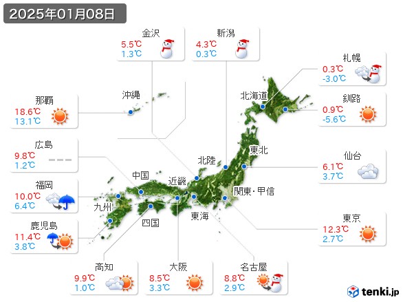 (2025年01月08日の天気