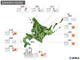 2025年01月09日の北海道地方の実況天気