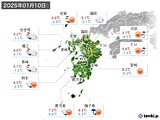 2025年01月10日の九州地方の実況天気