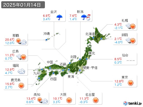 (2025年01月14日の天気