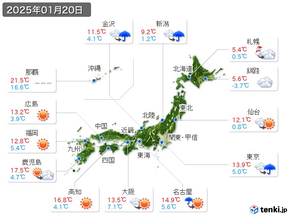 (2025年01月20日の天気