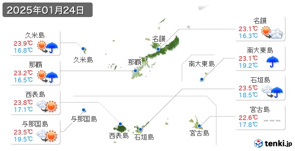 沖縄県(2025年01月24日の天気