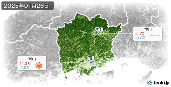 岡山県(2025年01月26日の天気