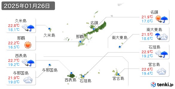 沖縄県(2025年01月26日の天気