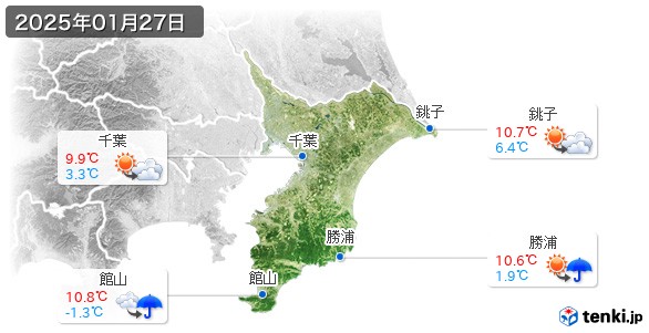 千葉県(2025年01月27日の天気