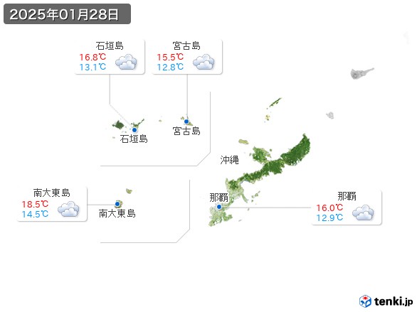 沖縄地方(2025年01月28日の天気