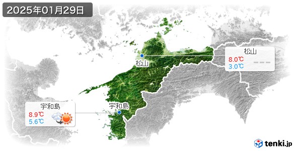 愛媛県(2025年01月29日の天気