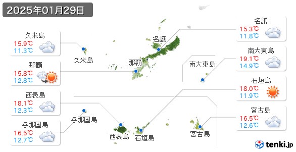 沖縄県(2025年01月29日の天気