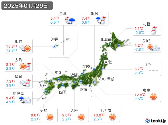 (2025年01月29日の天気