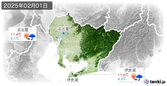 愛知県(2025年02月01日の天気