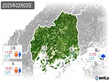 2025年02月03日の広島県の実況天気