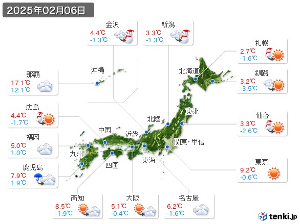 (2025年02月06日の天気