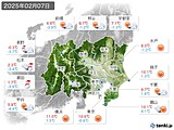 2025年02月07日の関東・甲信地方の実況天気