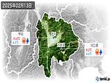 2025年02月13日の山梨県の実況天気