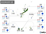 実況天気(2025年02月13日)