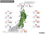 2025年02月17日の東北地方の実況天気