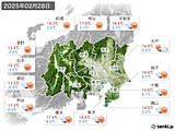 2025年02月28日の関東・甲信地方の実況天気