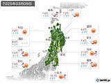 2025年03月09日の東北地方の実況天気