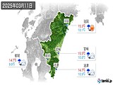 2025年03月11日の宮崎県の実況天気