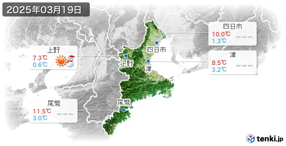 三重県(2025年03月19日の天気