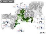 2025年03月28日の東海地方の実況天気