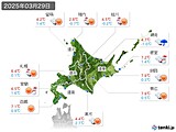 2025年03月29日の北海道地方の実況天気