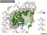 2025年04月08日の関東・甲信地方の実況天気