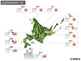 2025年04月11日の北海道地方の実況天気