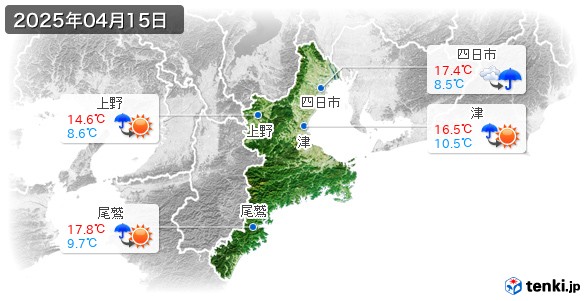 三重県(2025年04月15日の天気