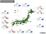 2025年04月28日の実況天気