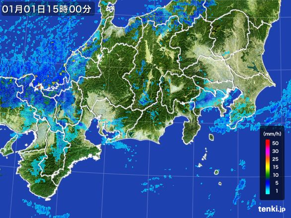東海地方の雨雲レーダー(2015年01月01日)