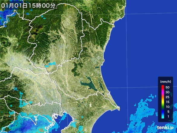 茨城県の雨雲レーダー(2015年01月01日)