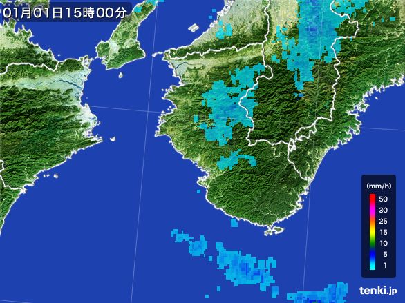 和歌山県の雨雲レーダー(2015年01月01日)