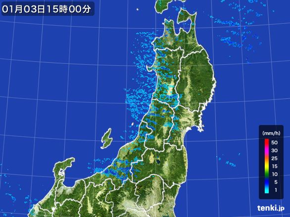 東北地方の雨雲レーダー(2015年01月03日)