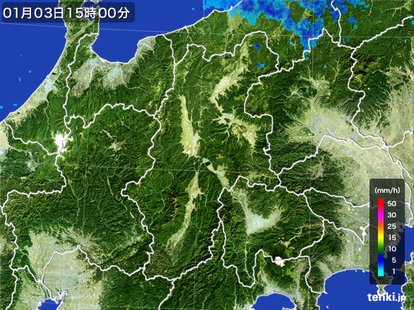 長野県の雨雲レーダー(2015年01月03日)