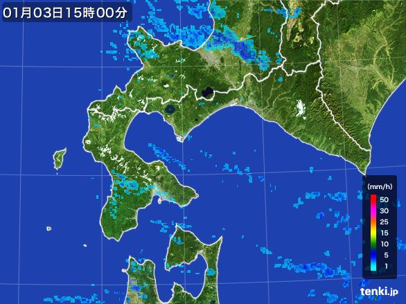 道南の雨雲レーダー(2015年01月03日)