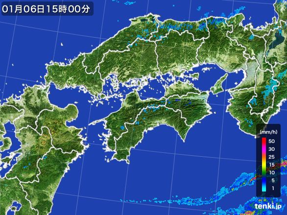 四国地方の雨雲レーダー(2015年01月06日)