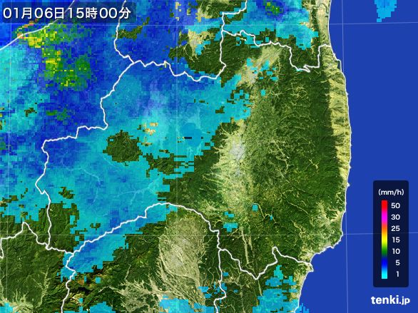 福島県の雨雲レーダー(2015年01月06日)