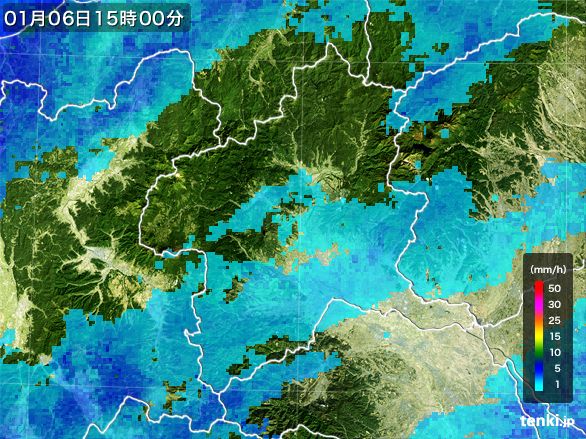 群馬県の雨雲レーダー(2015年01月06日)