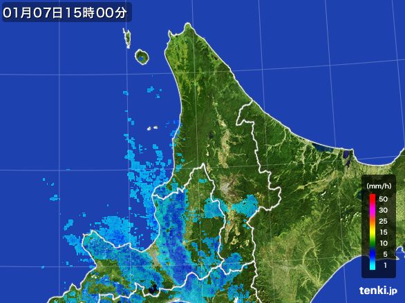 道北の雨雲レーダー(2015年01月07日)