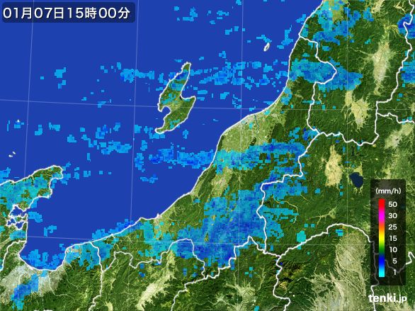 新潟県の雨雲レーダー(2015年01月07日)