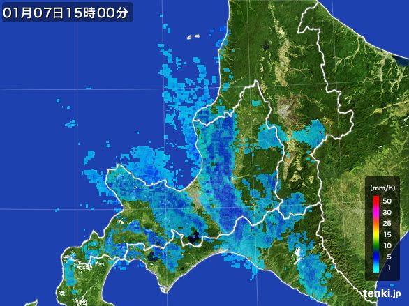 道央の雨雲レーダー(2015年01月07日)