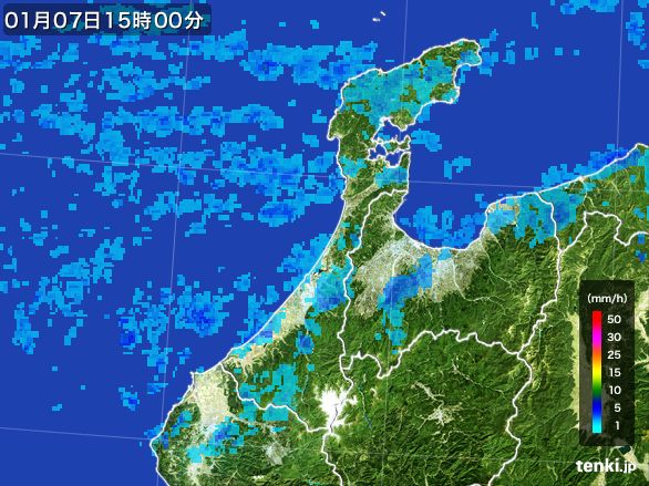 石川県の雨雲レーダー(2015年01月07日)