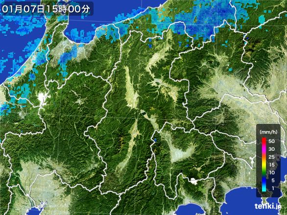 長野県の雨雲レーダー(2015年01月07日)